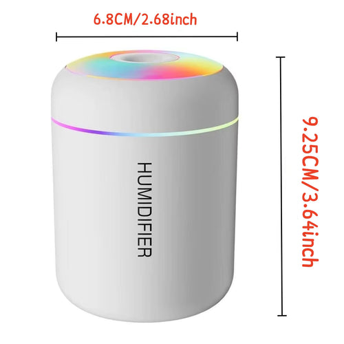 GlowMist Mini USB Humidifier – Portable Car & Desktop Air Moisturizer with Rainbow LED Night Light