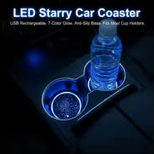 LED Car Cup Pad with Seven Colour Lights USB Rechargeable Non-Slip Silicone Coaster for Auto Ornaments Easy to Clean